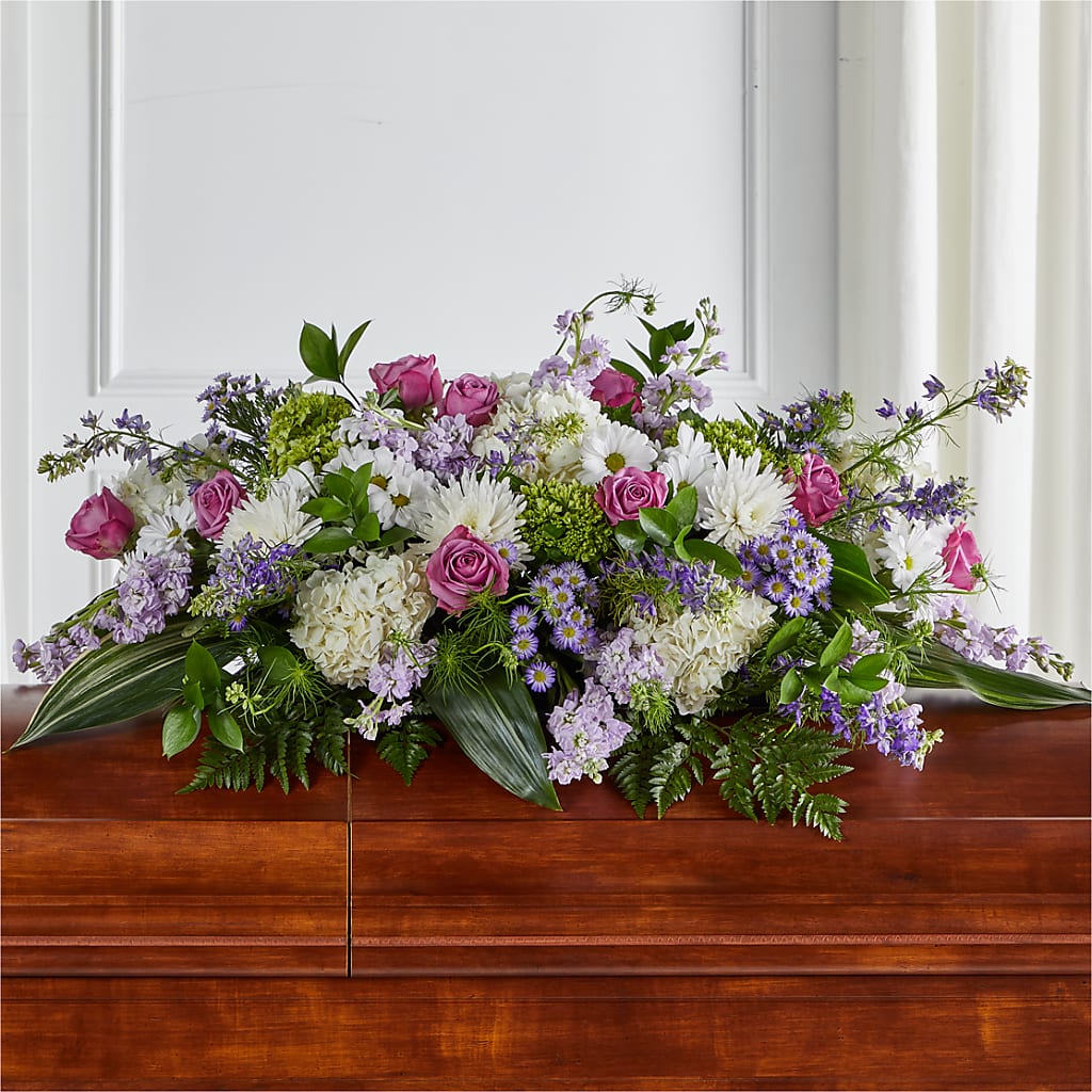 Meadows of Serenity Casket Spray – For The Love Of Flowers, Johns Island SC