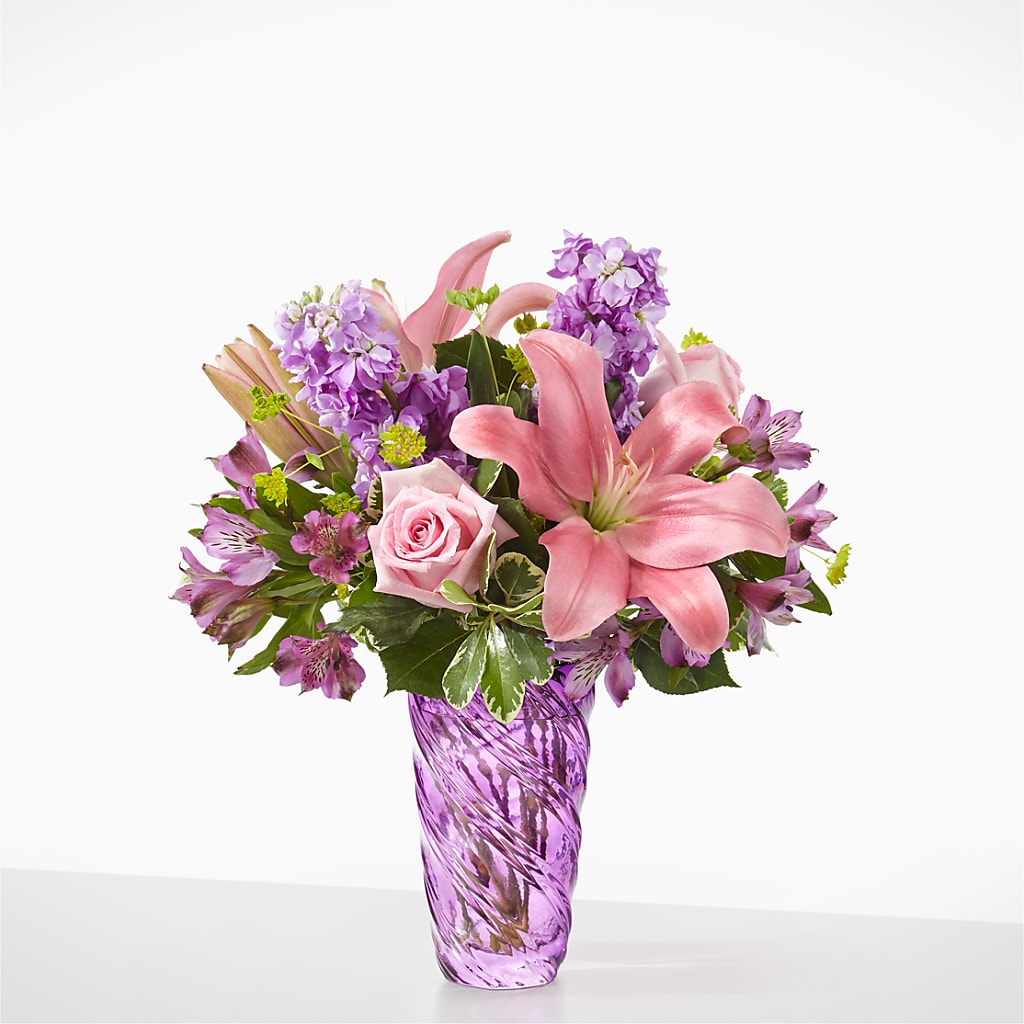 Precious Petals Bouquet with Luxe Swirl Vase – For The Love Of Flowers, Johns Island SC