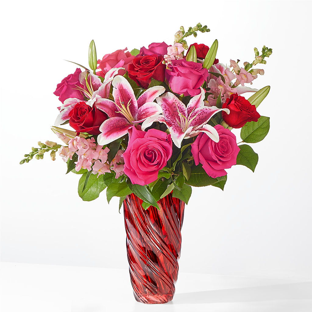 Always You Bouquet with Luxe Swirl Vase – For The Love Of Flowers, Johns Island SC