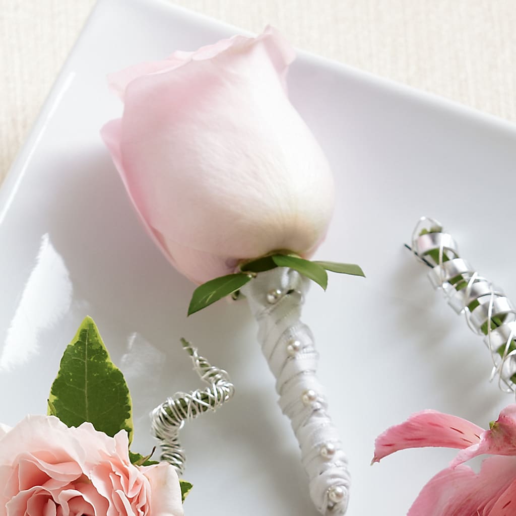 Pink Rose Boutonniere – For The Love Of Flowers, Johns Island SC