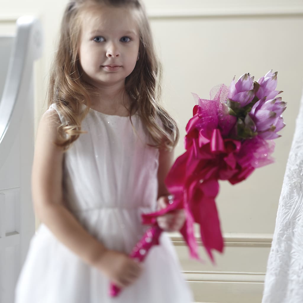 Sparkle Pink Flower Girl Bouquet – For The Love Of Flowers, Johns Island SC