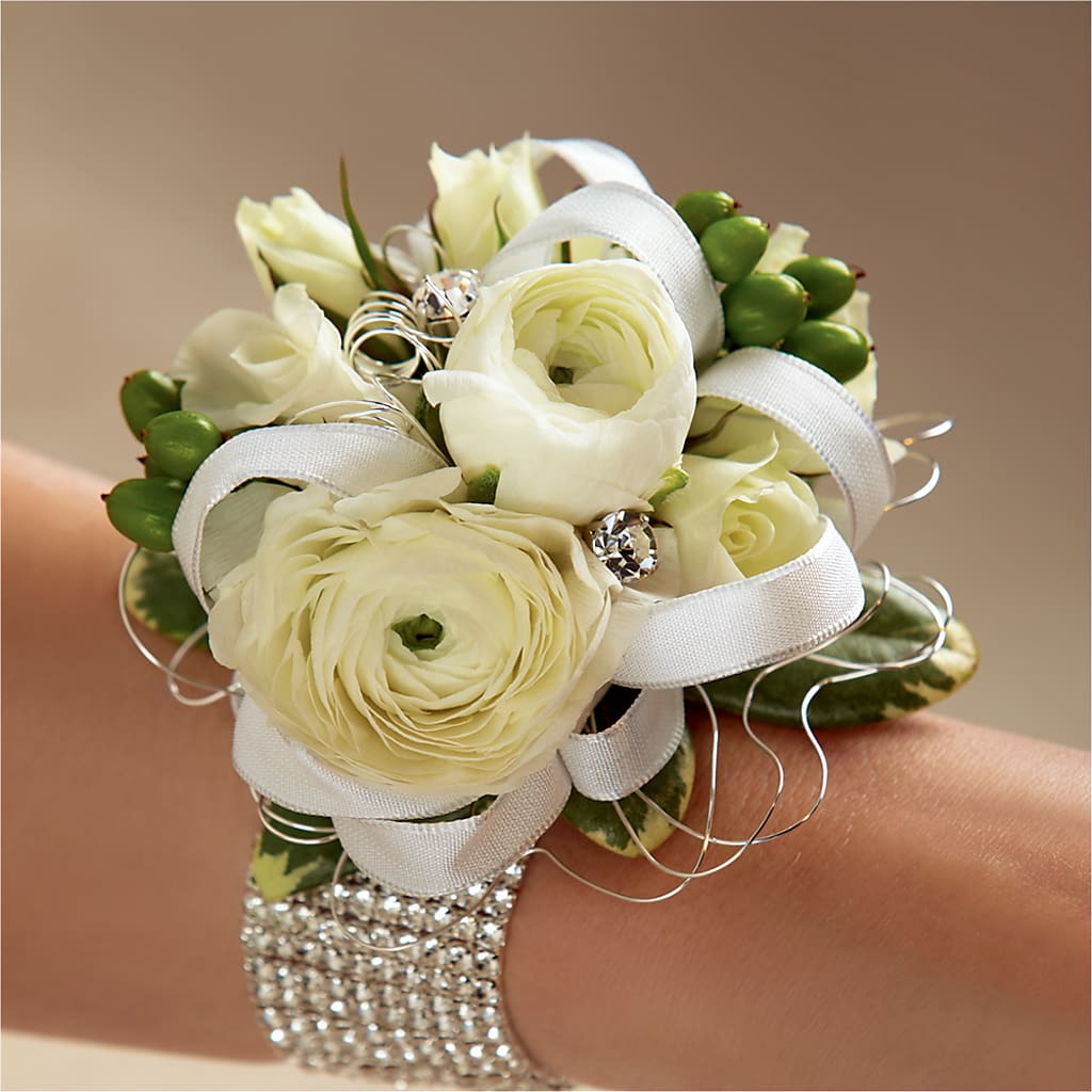 White Wedding Corsage – For The Love Of Flowers, Johns Island SC
