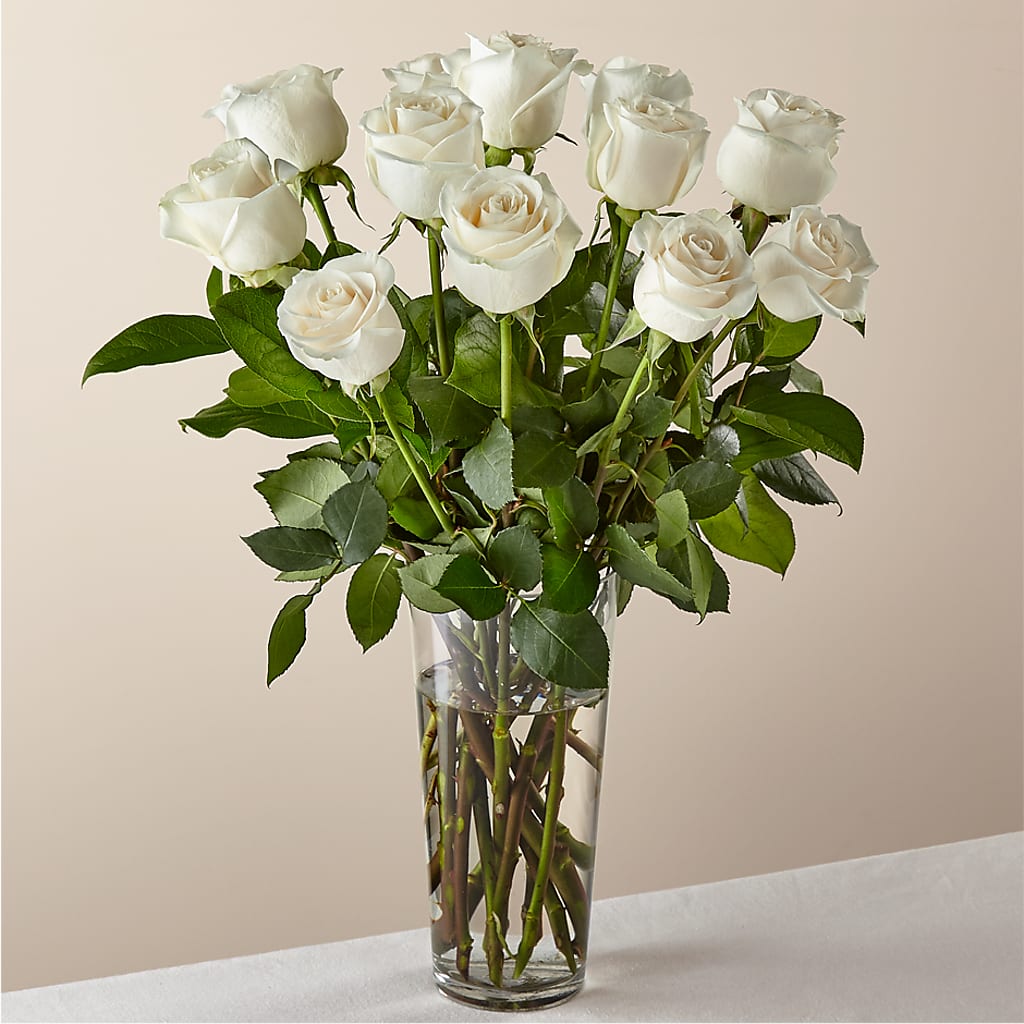 Long Stem White Rose Bouquet –  For The Love Of Flowers, Johns Island SC