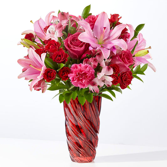 In Love Bouquet with Luxe Swirl Vase –  For The Love Of Flowers, Johns Island SC
