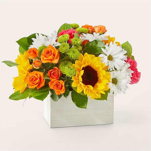 Sun-drenched Blooms Box Bouquet –  For The Love Of Flowers, Johns Island SC