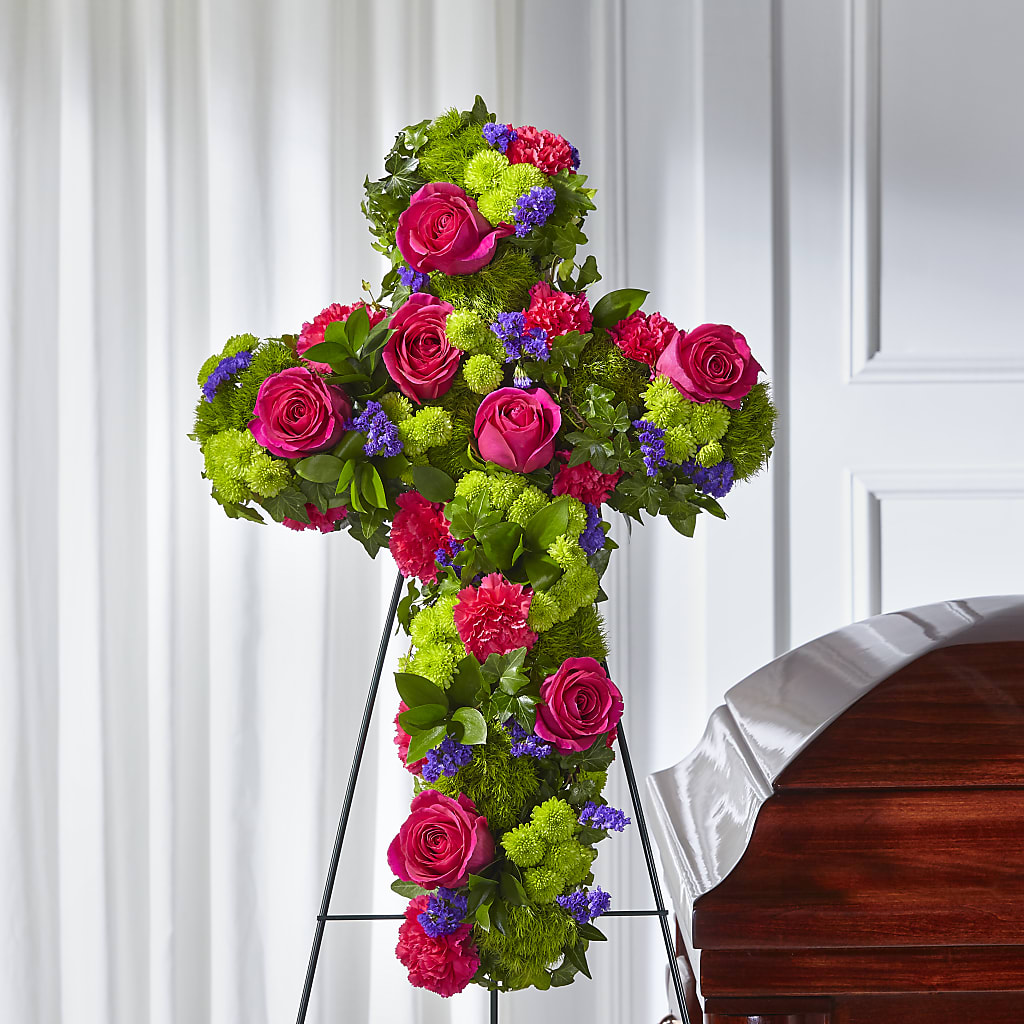 Tribute Rose Floral Cross –  For The Love Of Flowers, Johns Island SC