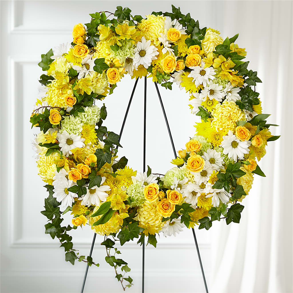 Golden Remembrance Wreath –  For The Love Of Flowers, Johns Island SC