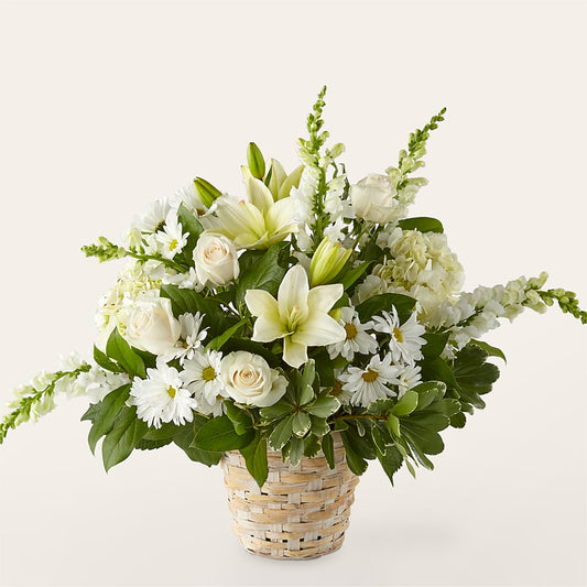 Ivory Elegance Floral Basket –  For The Love Of Flowers, Johns Island SC