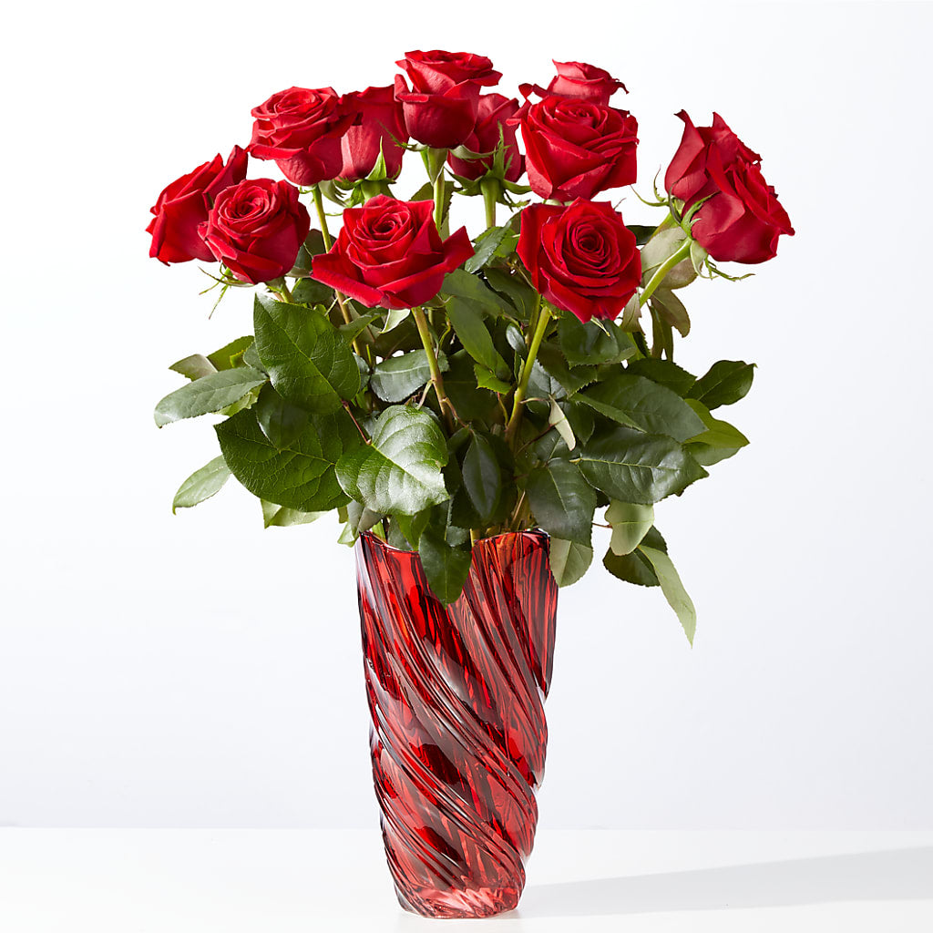 Classic Love Red Rose Bouquet with Luxe Swirl Vase –  For The Love Of Flowers, Johns Island SC