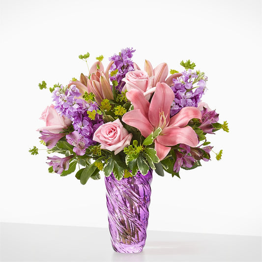 Precious Petals Bouquet with Luxe Swirl Vase –  For The Love Of Flowers, Johns Island SC