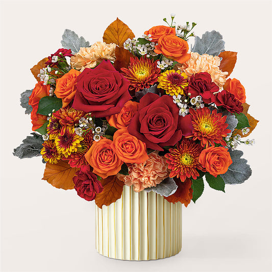 Merlot Bouquet with Ivory Vase –  For The Love Of Flowers, Johns Island SC