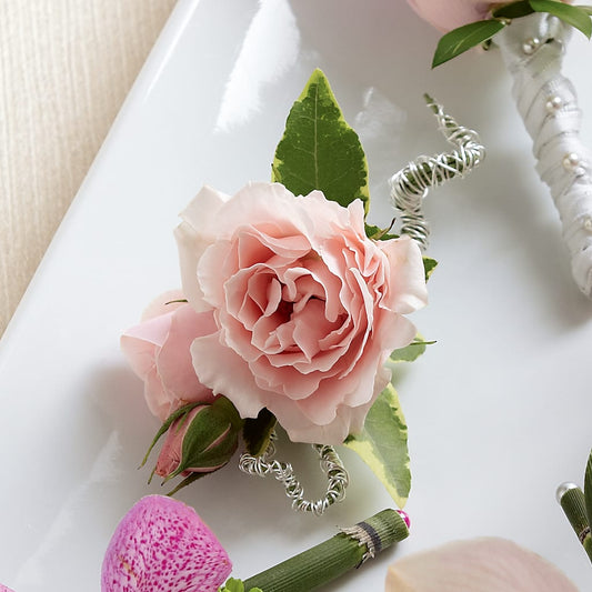 Pink Spray Rose Boutonniere –  For The Love Of Flowers, Johns Island SC