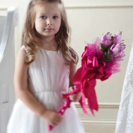 Sparkle Pink Flower Girl Bouquet –  For The Love Of Flowers, Johns Island SC