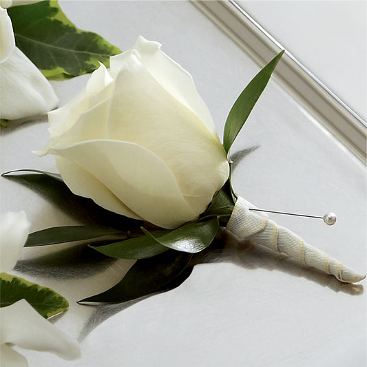 White Rose Boutonniere –  For The Love Of Flowers, Johns Island SC